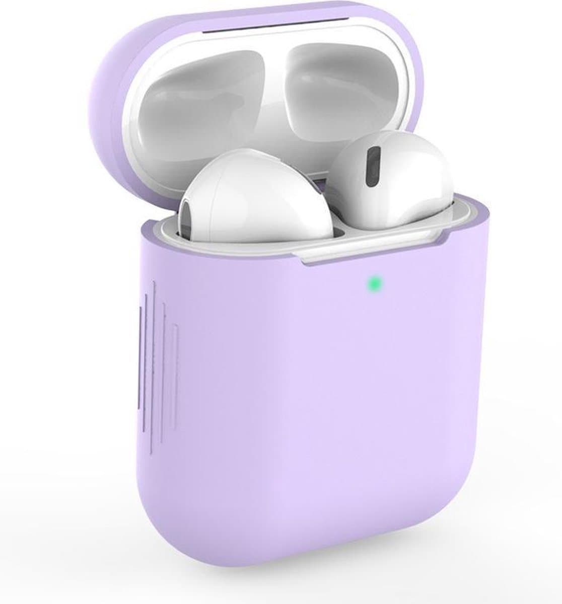 Hoesje geschikt voor Apple AirPods 1 en 2 - Siliconen hoesje - Paars - Siliconen - Soft Case - Cover - CHPN — afbeelding 1