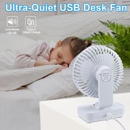 Stille USB Tafelventilator met Oplaadbare Batterij (4000mAh) en 360° Rotatie - Draagbare Mini Ventilator voor Bureau — thumbnail 1