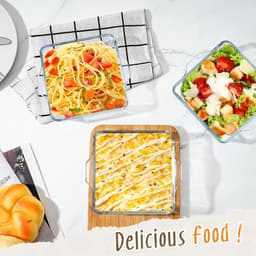 Set van 2 Glazen Ovenschalen Vierkant Klein 13x13 cm met Handvat - Geschikt voor Airfryer en Magnetron — thumbnail 2