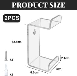 2x Transparante Headset Houder voor Tafel of Muur - Universele Koptelefoon Standaard — thumbnail 5