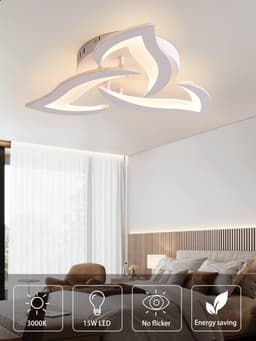 Dimbare Moderne Plafondlamp voor Woonkamer en Slaapkamer - Met Geheugensfunctie, 15 W, Φ56 cm, 3000-6000 K, Bloemblad Design — thumbnail 1