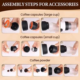 Draadloze Draagbare Espresso Machine - 3-in-1 Oplaadbare Koffiemaker voor Capsules en Poeder - 7500mAh - Geschikt voor Reis, Camping, Auto en Kantoor - Wit — thumbnail 5