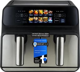Dubbele Heteluchtfriteuse 8 Liter RVS - 2x 4L Airfryer met 9 Programma's — thumbnail 1