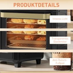 Homcom Air Fryer Oven-Roestvrij staal, gehard glas-32L x 27,2B x 29,8H cm-Zwart — thumbnail 2