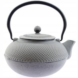 Gietijzeren theepot 1.5L met brander en RVS zeef - Zwart/Grijs — thumbnail 2