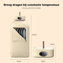 Multifunctionele Opvouwbare Wasdroger – Draagbare Elektrische Droger met UV-Sterilisatie – 600W PTC Verwarming & 1-4 Uur Tijdsinstelling – Sneldrogend & Energiezuinig – Voor Reizen, Camping, Studenten & Thuis – Beige — thumbnail 2
