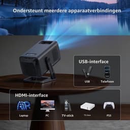 Mini Beamer Enige Uitvoering - 400 ANSI Lumen - 1280 x 720 Resolutie - LED - Draagbaar - Thuisbioscoop Projector — thumbnail 3