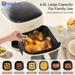 Mura Airfryer - Frituurpan - Friteuse - Heteluchtfriteuse - Kookvenster - 6,5L Inhoud - LCD-Touchscreen - 10 Programma's - Beige — thumbnail 2