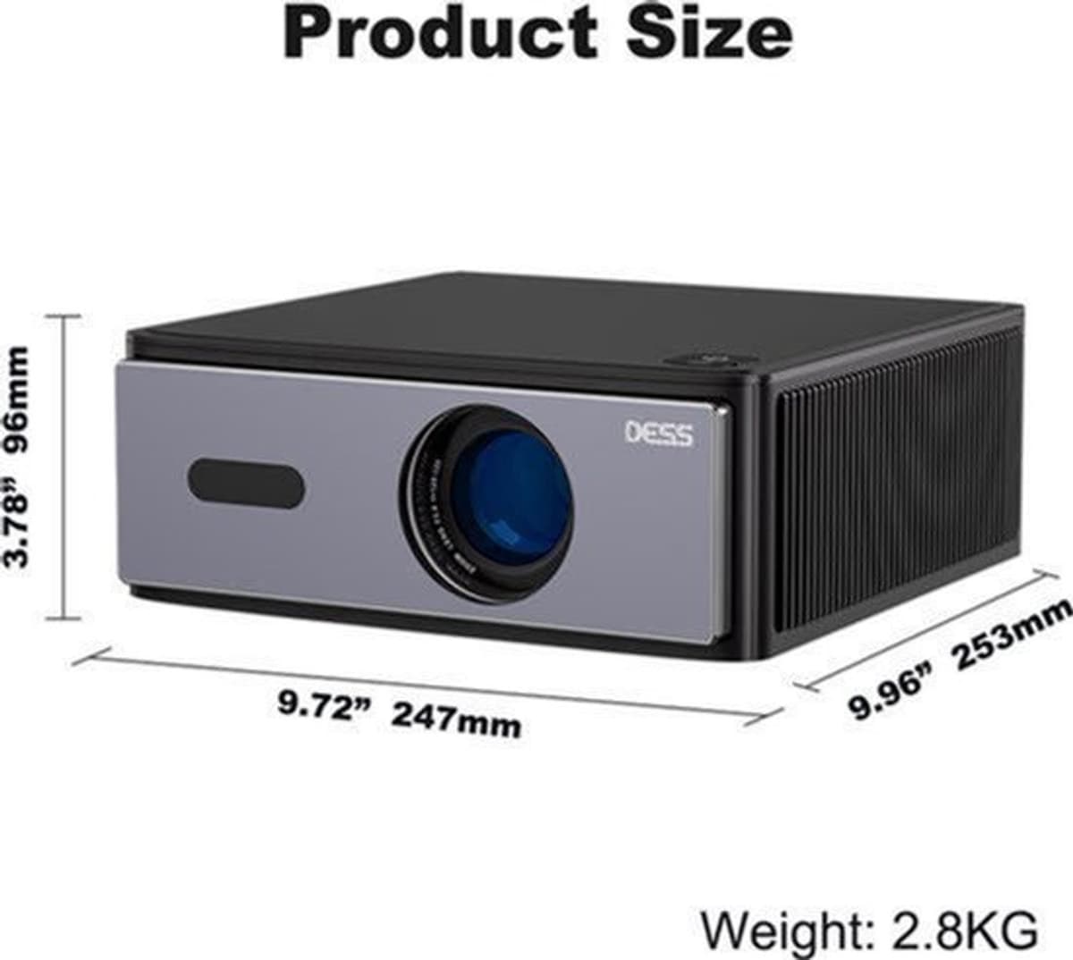 Beamer 1600 ANSI Lumen - 1080P Full HD Resolutie - LCD Scherm - Zwart - Voor Thuisbioscoop En Presentaties — afbeelding 1