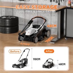 Accu Grasmaaier – Elektrische Gazonmaaier – Draadloze Maaier – Lithium-ion Maaier – Mulchmaaier – 43 cm Maaibreedte – Brushless Motor & 40L Grasopvangbak — thumbnail 4