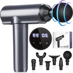 Massagepistool - Spierstimulator - Spierherstel Bevorderen - 30 Niveaus 6 Koppen - 19x6x18 cm - Zwart — thumbnail 1