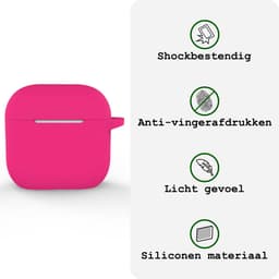 Case - Geschikt voor Apple AirPods 5 - Siliconen Hoes met Clip - Silicone Hoesje Cover - Roze — thumbnail 3