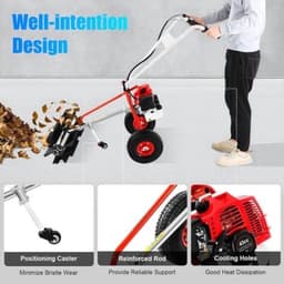 Benzine Veegmachine - Motorbezem - Opritten Reinigen - 60 cm Werkbreedte - 43 CC - Rood — thumbnail 1