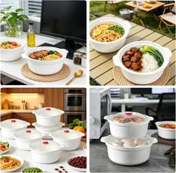 Magnetron servies set 6-delig - 900-1600 ml - met deksel - ideaal voor verwarmen en bewaren - ShopVlot — thumbnail 2