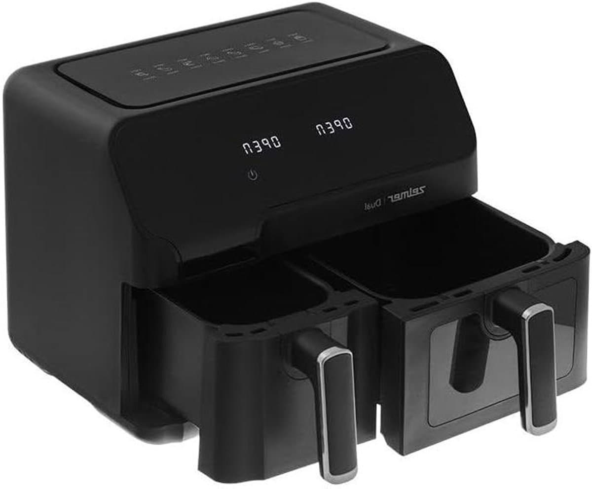 Dubbele Airfryer - Friteuse zonder vet - Gezond Koken - Twee Mandjes - 9 Liter - Zwart — afbeelding 1