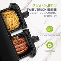 COVREO Dubbele heteluchtfriteuse 10L, zwart, LED-touchscreen, 2400W — thumbnail 2