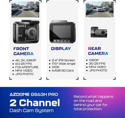 Dashcam voor auto - Zwart - 4K Voor- en Achtercamera - Met GPS, WiFi 6 en Nachtzicht - Met Parkeerbewaking — thumbnail 2