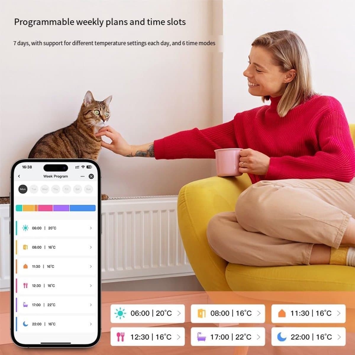 Slimme Thermostaat - Verwarming Controller - Energie Besparen - Zigbee Connectiviteit - M30x1.5mm - Wit — afbeelding 1