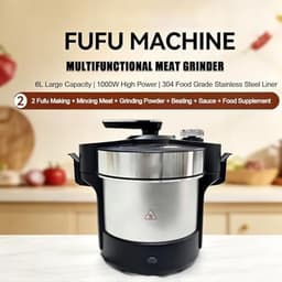 Elektrische Yam Pounder - Keukenmachine Yam - Afrikaanse Gerechten Maken - Automatische Verwerking - 6 Liter - Gepolijst Zilver — thumbnail 4
