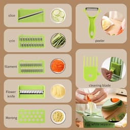 Groentesnijder 16-in-1 - Keukenmachine Hakmolen - Salades Bereiden - Multifunctioneel Snijsysteem - 20 x 20 x 13 cm - Grijs — thumbnail 2