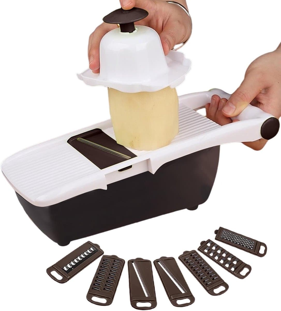 Voedsel Hakker - Keuken Gadget - Snel Groenten Snijden - Met Opvangbak - 29x12x10 cm - Wit — afbeelding 1