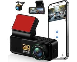 SnelShoppen - 4K Dashcam Voor en Achter, 4K+2K FHD Auto Camera met GPS, ADAS, APP, 150° Groothoek, Nachtzicht, G-sensor, Lusopname, 24/7 Parkeren