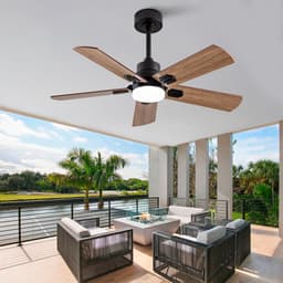 Zwarte 42 inch plafondventilator - met licht en afstandsbediening - dimbaar - 5 bladen - geschikt voor terras en patio - ook voor slaapkamer en woonkamer — thumbnail 5