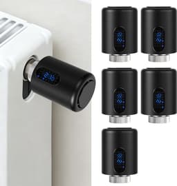 Radiator Thermostaat WiFi – Raamdetectie, Vorstbeveiliging en Kinderslot – Zwart – 5-pack — thumbnail 1