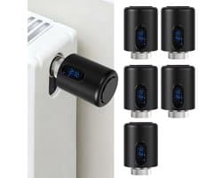 Radiator Thermostaat WiFi – Raamdetectie, Vorstbeveiliging en Kinderslot – Zwart – 5-pack