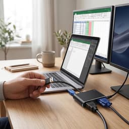 USB naar VGA Adapter - Externe Beeldscherm - Werk en Entertainment - Ondersteunt 2 Schermen - Full HD 1080p - Zwart — thumbnail 3