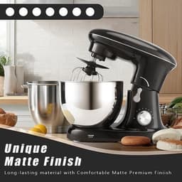 Keukenmixer – Mengmachine – Bakmixer – Deegkneder – Standmixer – 1400W Krachtige Motor – 4,5 Liter RVS Mengkom – Zwart — thumbnail 5