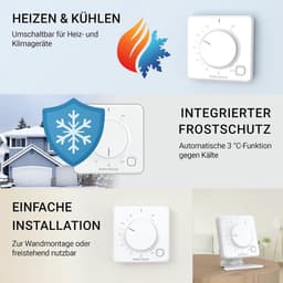 Draadloze Kamerthermostaat - Slimme Thermostaat - Energie Besparen - Zelflerend Systeem - 81x81x35mm - Wit — thumbnail 2