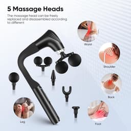Dubbele Massage Gun - Spierontspanning Apparaat - Herstel Na Sport - Verlengde U-Handgreep - 12 Snelheden - Zwart — thumbnail 3