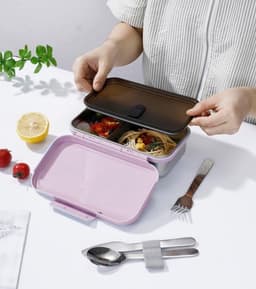 Lekvrije RVS Lunchtrommel met Vakken - Magnetronbestendige Broodtrommel 800ml — thumbnail 2