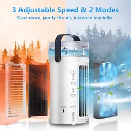 Mini Airconditioner - Draagbare Koeler - Persoonlijke Verkoeling - 7 Kleuren LED - 3 Snelheden - Wit — thumbnail 3