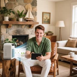 Mobiele Airco en Mini Luchtkoeler met Groot Watertank - 4-in-1 Kleine Aircooler met 3 Snelheden - Fluisterstille Tafelventilator met Waterverneveling voor Slaapkamer, Thuiskantoor en Camping - Wit — thumbnail 3