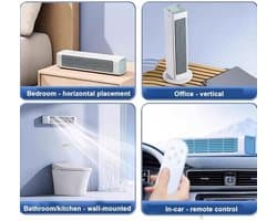 Bladeless Ventilator - Stille Koeleenheid - Persoonlijke Koeling - Veilig Kinderontwerp - 3 Snelheden - Wit