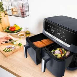 Dubbele Airfryer - Heteluchtoven - Gezond Koken - Twee Lades - 11 Liter XXL - Antracietgrijs — thumbnail 2