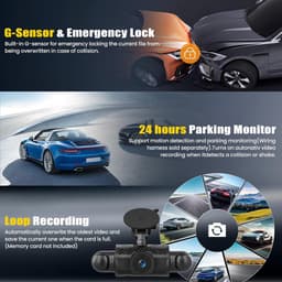 SnelShoppen - 360° Dashcam Auto Achter 4 Kanalen Boordcamera met APP-bediening, Nachtzicht, Videolus, G-Sensor en Parkeerhulp — thumbnail 4