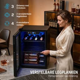 Sello mini koelkast – wijnkoelkast – frigo – temperatuur 4° tot 16°C – omkeerbare deur – L43 × B41,5 × H57,5 cm – 48 liter — thumbnail 3