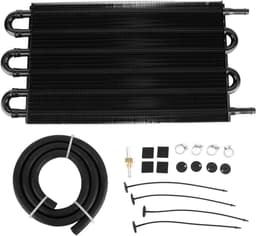 Motorolieradiator - Oliekoeler Kit - Motor Koelen - Verlaagt Oliëtemperatuur - 6-rij - Zwart — thumbnail 1