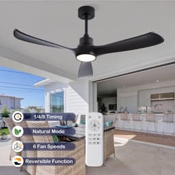 HAUSS SPOLE Plafondventilator – 52 Inch – Met Verlichting En Afstandsbediening – ABS En IJzer – Zwart – Voor Slaapkamer En Woonkamer — thumbnail 5