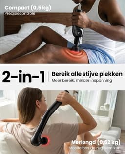 Massagepistool - Zwart - Infrarood Warmte - Verlengbare Handgreep - Voor Thuis & Sport — thumbnail 4