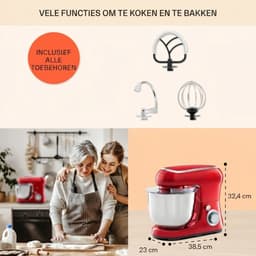 Lìon® Keukenrobot - Keukenmixer - Keukenmachine - Rood - 33cm x 23cm x 38cm — thumbnail 2