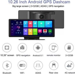Dashcam voor Auto - 10.26” Dashcam ADAS GPS Navigatie - Android 8.1 - Remote Monitor & Rijassistentie - 2G met 6m RCC - Zwart — thumbnail 4