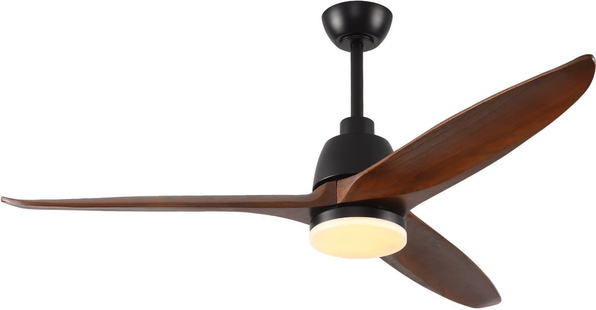 COVREO Plafondventilator met verlichting 142 cm zwart hout, 6 snelheden — afbeelding 1