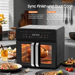 Heteluchtfriteuse Oven - Dubbele Zone - Gezond Koken - 15 Programma's - 23 Liter XXL - Zwart — thumbnail 4
