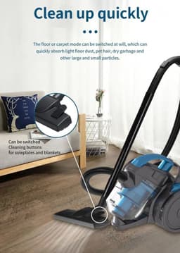 Zakloze Cilinderstofzuiger - Compacte Stofzuiger Krachtige Stofzuiger - Huis Reinigen - Eenvoudig te Legen - 1.5 Liter - Blauw — thumbnail 4
