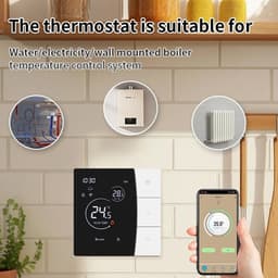 Slimme Thermostaat - Verwarming Controller - Energie Besparen - Spraakbesturing Compatibel - 86x86x41 mm - Grijs — thumbnail 3
