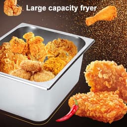 Commerciële Friteuse - Roestvrij Staal - Frituren Thuis - Snelle Verwarming - 6 Liter Capaciteit - Zilver — thumbnail 3